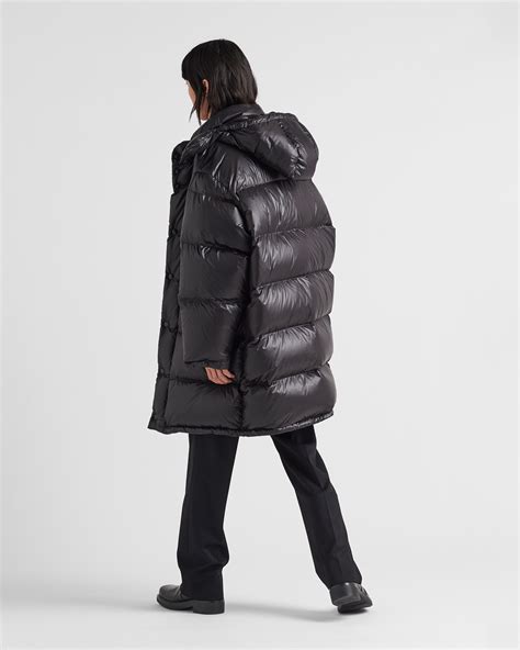 prada re-nylon down coat|Prada down coat with fur.